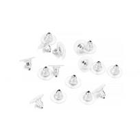100Pcs Rubber Earring Backs Post Nuts Silicon Steel Earnuts Stud Earring Back for DIY Jewelry Making Accessories white