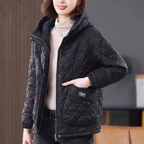 Women's Winter Loose Casual Parka Coat Middle-aged Mother Comfortable Long Sleeve Hooded Jacket XS chaki
