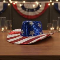 Stars and Stripes Cowboy Hat Secure Chin Strap for Festivals blue