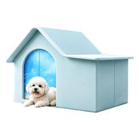 Pet Bed with Built-in Ice Pack, Indoor House for Small Dogs and Cats One Size white