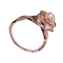 Two-tone Rose Flower Decor Finger Ring Sparkling Cubic Zirconia Inlaid Delicate Handcrafted Finger Band Women Jewelry US 10 rožinio aukso spalvos
