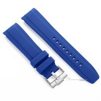 Curved End Silicone Watch Strap for Omega for Swatch for MoonSwatch 20mm 22mm Men Women Soft Rubber Sport Watch Bracelet 20mm tamsiai mėlyna spalva