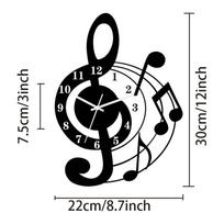 Muzikos natos sieninis laikrodis akrilinis tylus sieninis laikrodis tinka namų svetainės miegamojo klasės dekoravimui sieninis laikrodis. (black,12 inch) juoda