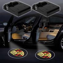 Automobilio durų LED HD pasveikinimo šviesos projektorius su logotipu Porsche Cayenne Panamera Macan 911 Taycan Boxster Cayman black