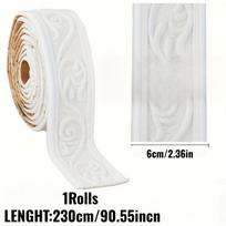 3D Embossed Flexible Foam Wall Decor,Self-Adhesive Backing Board Trim,Decorative Wallpaper Border,Wall Molding,Baseboard Molding white