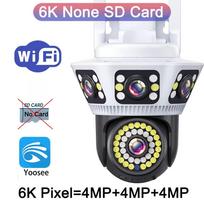 6K Lauko WiFi Vaizdo Stebėjimo Kamera 12MP Keturios Objektyvai Trys Ekranai AI Žmogaus Kūno Aptikimas Dvikryptis Garsas IP Kamera CCTV 6K Camera