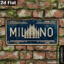 Individualus Milan Italija Vintažinis Aliuminio Ženklas 11.9x6Coliai Metalinė Sienų Dekoro Elementas Namams Garažui Barui Kavinei Verandai balta