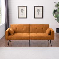 Best Choice Products minkštas futono sofos-lovos, patogus modulinis sulankstomas miegamasis sofos 68″ Audinio sofos-lovos namams, bendrabučiui, papildomam kambariui, kompaktiškoms erdvėms. 175 x 71 x 71 cm oranžinė