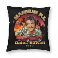 Thomas Magnum Pi Retro Worn Square Pillowcase Polyester Linen Velvet Pattern Zip Decor Home Cushion Case 30cmx30cm(12x12Inch) brown