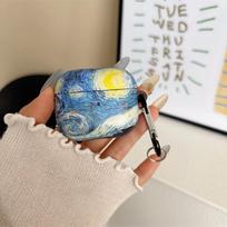 Van Gogh Oil Painting Case for AirPods 4 Cover Headphone Earphone Charging Bag Para AirPod 2 3 4 Pro Air Pods Aesthetic Designer gray