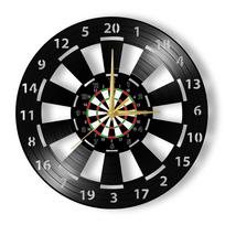 Laser Cut Dart Board Vinyl Record Wall Clock for Man Cave Game Room Retro Pub Game Handicraft Art Wall Clock Dart Lovers Gift gray