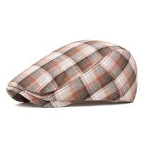 Plaid Beret: Spring-Summer Casual Unisex Flat Cap - British Fashion Newsboy Duckbill Hat Adjustable beige