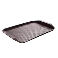 Naujas 43*30cm padėklas Plastikinis stačiakampis serviravimo lėkštė Neslystantis padėklas burgeriams ir bulvytėms gray