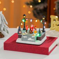 Rotating Resin Music Box with Light - Christmas Ornament Gift black