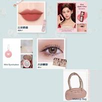 Flower Knows Makeup Gift Box Shimmer Eye Shadow Palette,Eyeliner Cupid Lipstick Full Coverage Concealer All-in-One Beauty Kit gray