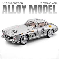 1:18 Scale 300SL 500K Model Toy Vintage Cars Alloy Diecast Doors Opened Shock Absorption Sound Light Simulation Vehicle Models gray
