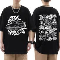 Arctic Monkeys Inspired T Shirt - Album List Doodle Print Vintage T-shirt Men Women Hip Hop Punk Short Sleeve Tshirts Streetwear S white