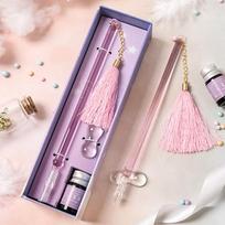 1Set Glass Pen Diamond Color Gift Set Signing Pen Promotional Gift gray