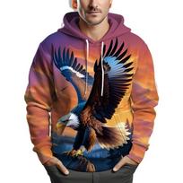 Stilingas laisvalaikio Hoodie vyrams, didelio dydžio, su erelio dizainu, didelis dydis 2XL black