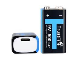 Trustfire 9V baterija 6LR61 6F22 500mAh su apsauga ir USB-C įkrovimo funkcija