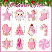 24-Piece Pink Candy & Gingerbread Christmas Tree Ornament Set 12 Pieces Set pink