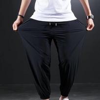 Vasarinės negabaritinės sportinės kelnės vyrams Ice Silk Ilgos kelnės su riebalais ir per didelės plonos greitai džiūstančios laisvalaikio kelnės vyrams 6XL juoda
