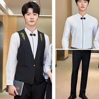 Unisex Hotel & Restaurant Uniform Vest & Shirt Set M white