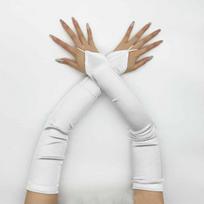 Women Satin Hook Finger Long Fingerless Gloves Bride'S Wedding Dress Performance Party Retro Style Opera Etiquette Accessories One Size white