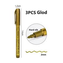3pcs Metallic Marker Pens, Gold Silver White Waterproof Permanent Brush Paint Marker Pen DIY Drawing Manga Crafts Art Supplies brown
