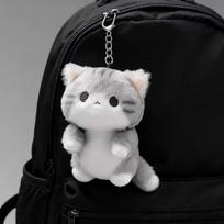 Minkšta pilka miela katės pliušinė lėlė Mielų pakabukų serija Kuprinės kabantis papuošalas Dovana vaikams suaugusiems Vaikų gimtadienio dovana Šventinė dovana Tinka white