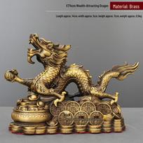 Wealth-Attracting Yellow Brass Dragon Ornament for Feng Shui gray