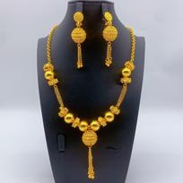 Middle East Dubai Gold Plated Alloy 24K Women's New Chinese Two-piece Necklace Earrings Fashion Premium 2026 50CM gray