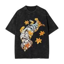 Vintažiniai Tigriniai Skalbti Marškinėliai Y2K Grunge Memas Vyrams Moterims Y2k Gatvės Apranga Medvilninė T-shirt Unisex Senosios Mokyklos Tamsus Stilius S black