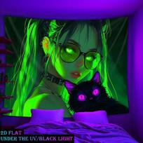 Cyberpunk Girl Tapestry Atmosphere Esports Room Bar Live Room Decoration Wallpaper Room Decoration Home Decoration 100X70CM