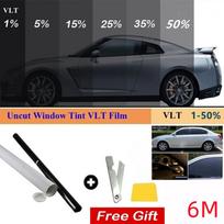 50cm X 6M Automobilio langų tamsinimo plėvelė Popierinis vamzdelis Saulės plėvelė Automobilio stiklo apsauga nuo saulės Izoliacija Juoda automobilio langų plėvelė Saulės failas 3m Transmittance 1 black
