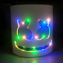 LED DJ Marshmello Mask Halloween Christmas Party Evening Masquerade Light Mask Cosplay Décor DIY Marshmallow Headgear blue
