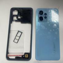For Redmi Note 12 4G Phone Housing Middle Frame Battery Back Cover Case Panel Lid Rear  Camera Lens SIM Card Tray Blue With Sim black