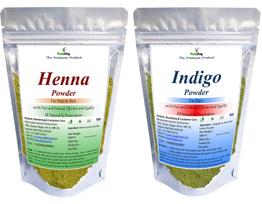 VY VedaYug Indigo Powder + Henna Powder | Combo Powder Pack for Hair Natural Dye Black and Brown (Pack of 2, 100g each Total 200g) white