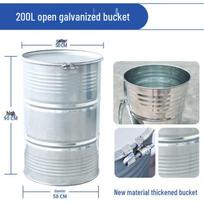 200L atviras cinkuoto plieno būgnas gray