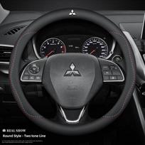 Automobilio logotipas Neslystanti reljefinė PU odos vairo apdanga, skirta Mitsubishi Eclipse Lancer Outlander Pajero ASX Colt I200 Ex Star WM1 black