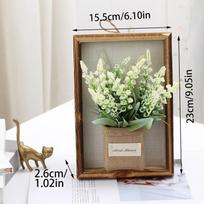 3D rankų darbo dirbtinių gėlių sienos pakabukas medinis nuotraukų rėmelis imitacinės gėlės dekoracija beige
