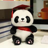 Cute Doctor Black and White Panda Doll Plush Toy Bachelor Panda Doll Student Graduation Season Memorial Ragdoll 25cm（0.18kg） white