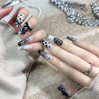 Sweet & Spicy French Lace Handmade Long Nails - Cute, Wearable, Removable, and Whitening S with Tool Kit - For Slim Hands
