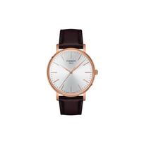 TISSOT Meishi Kolekcijos Kvarcinis Mechanizmas Vyriškas Laikrodis 40mm Sidabrinis Ciferblatas Nerūdijančio Plieno Korpusas Odinė Apyrankė T143.410.36.011.00 Brown Strap white