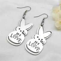 Kpop Lil Peep Rabbit Sad for Love Couple Drop Earring for Women Stainless Steel Gold Color Music Fans Earring Jewelry E3624S01 gray