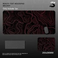 Topographic Pattern Mouse Pad Computer Durable Locked Edge AntiSlip Bottom Smooth Mouse Mat for Home Office PC Laptop Decor 300x800x2mm black