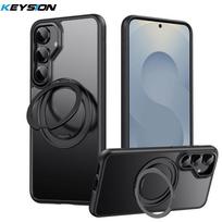 KEYSION N52 Magnetinis 360° žiedo laikiklis dėklas MagSafe dėkliukui Samsung Galaxy S25 Ultra 5G S25+ Matinis Skaidrus Smūgiams atsparus telefono dėklas for Galaxy S25+ gryna