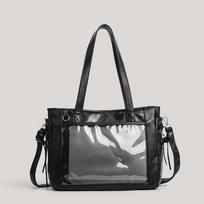 Large-capacity Versatile Transparent Crossbody Schoolbag Tote Bag balta