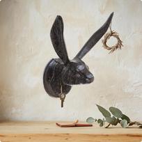 Hare Head Wall Hook Rustic Vintage for Entryway, Hallway, Mudroom black