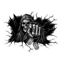 Dark Gothic Home Decor Grim Reaper Wall Sticker, 3D Breaking Through Art Decal, Window Display Decal Scary Skull Mural for Bar Pub Halloween 1pc gray